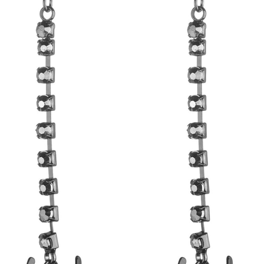 Halloween Black Hanging Spider Rhinestones Hook Dangle Earrings